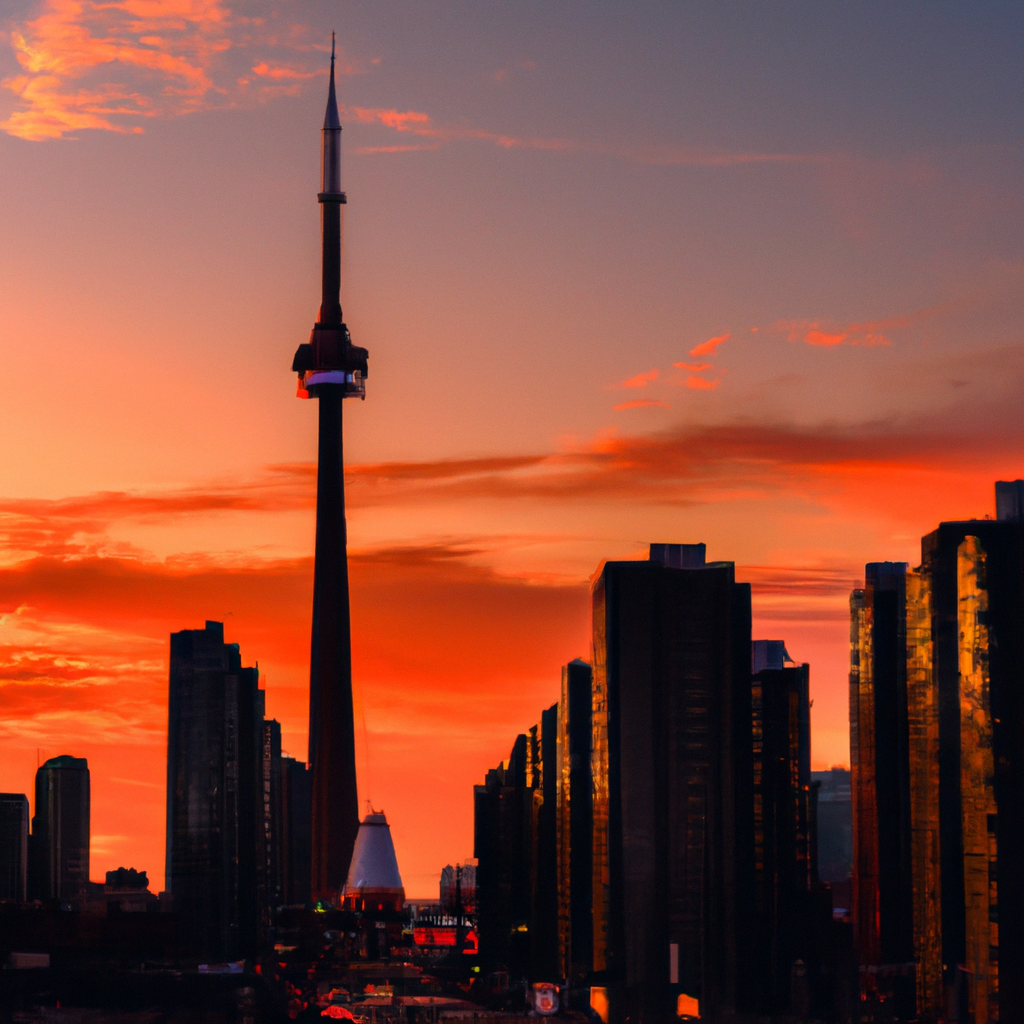 CN Tower skyline at sunset